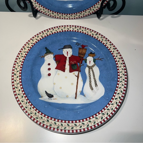 ⛄️Debbie Mumm Sakura Snowman Salad/Dessert Plates Set of 4 - Picture 5 of 7
